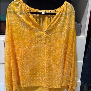 MICHAEL Michael Kors Vibrant Yellow Blouse with White Accents